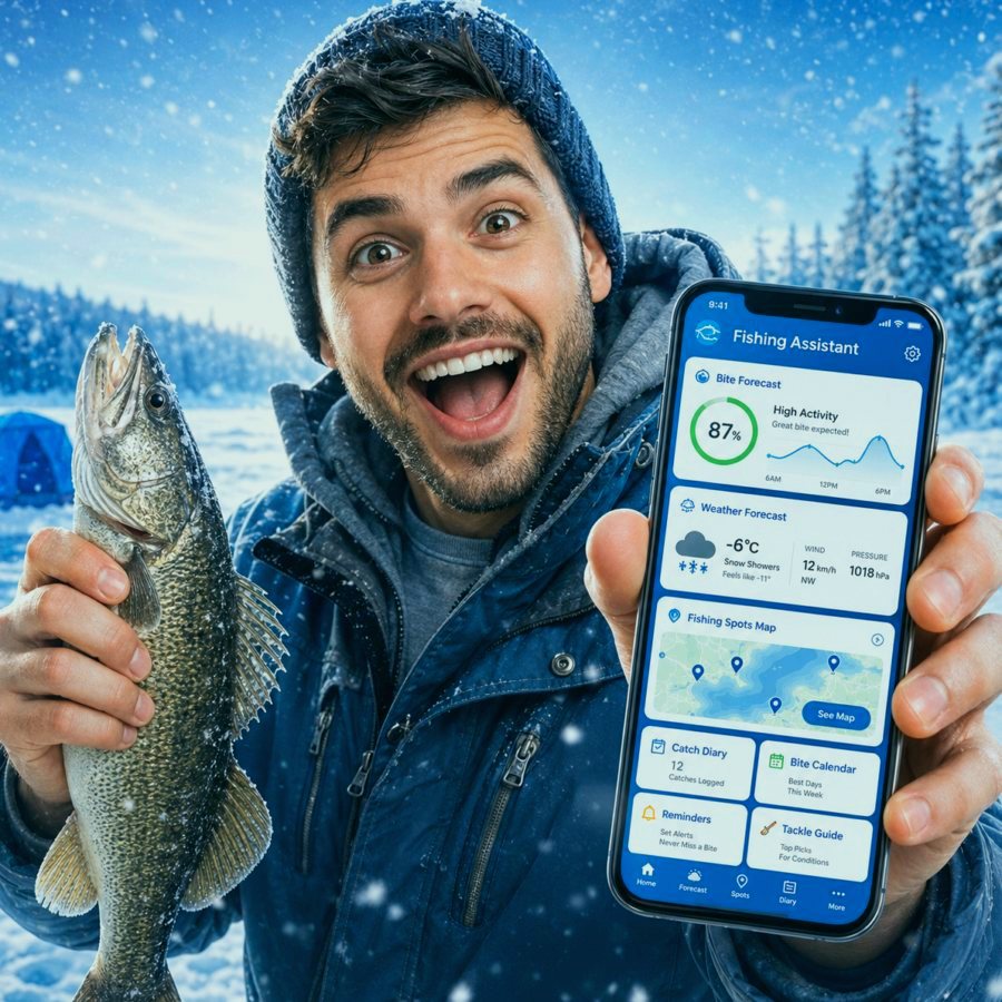 Angler using catch diary and fishing logbook